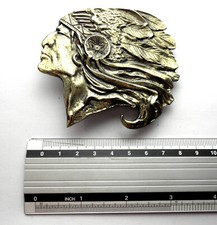 USA NATIVE AMERICAN INDIAN HEAD BRASS BELD BUCKLE 1976 Limited Edition. BB9
