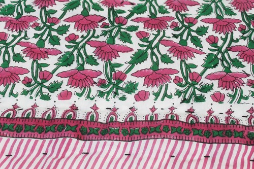 Traditional Hand Block Print Pure Cotton Filled Baby Quilt Blanket 40x40 Inches - Picture 5 of 5
