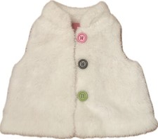 Gymboree Snow Kitty Faux Fur White Vest Buttons Satin Lining Cozy Girls 18-24M