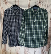 Chaps Ralph Lauren Mens Button Down Check Long Sleeve Shirt Lot of 2 Size L-EUC