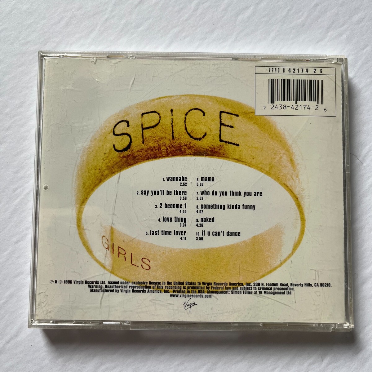 Spice - Spice Girls (CD, 1996) Disc is Clean - No Scuffs or