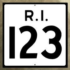 Rhode Island state route 123 Lincoln highway marker road sign shield 1952 12x12