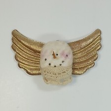 Snowman Angel Folk Art Jewelry Brooch Golden Wings Made In USA