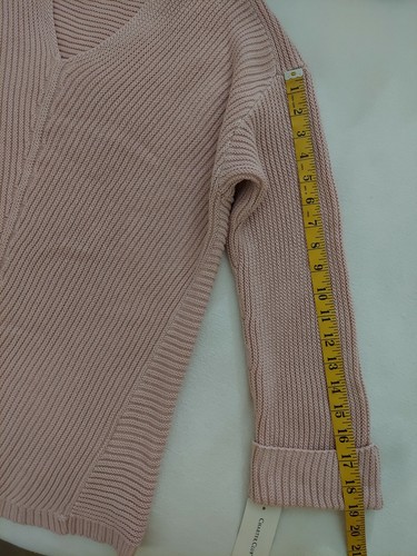 Charter Club Size L Women's 100% Cotton Textured Long-Sleeve V-Neck Pink Sweater - Picture 8 of 11