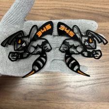 Hornet Badges Emblem Bee Alpha Big Stinger Orange Eye, 2 Badges, Fender Angry