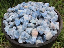 8 oz Blue Calcite Rough Natural Stones: 'A' Grade Raw Calcite 1/2 lb Bulk Lot