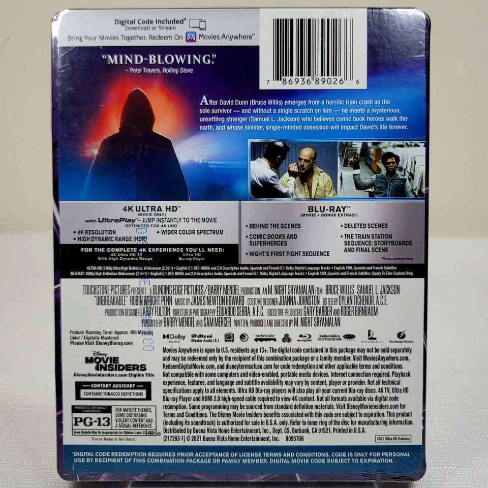 Unbreakable 4K STEELBOOK (4K UHD + Blu-ray) Best Buy Exclusive Rare BRAND NEW Foto 2 de 4