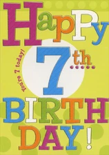 Happy 7th Large Colorful Type Designer Greetings Age 7 / 7th Birthday Card