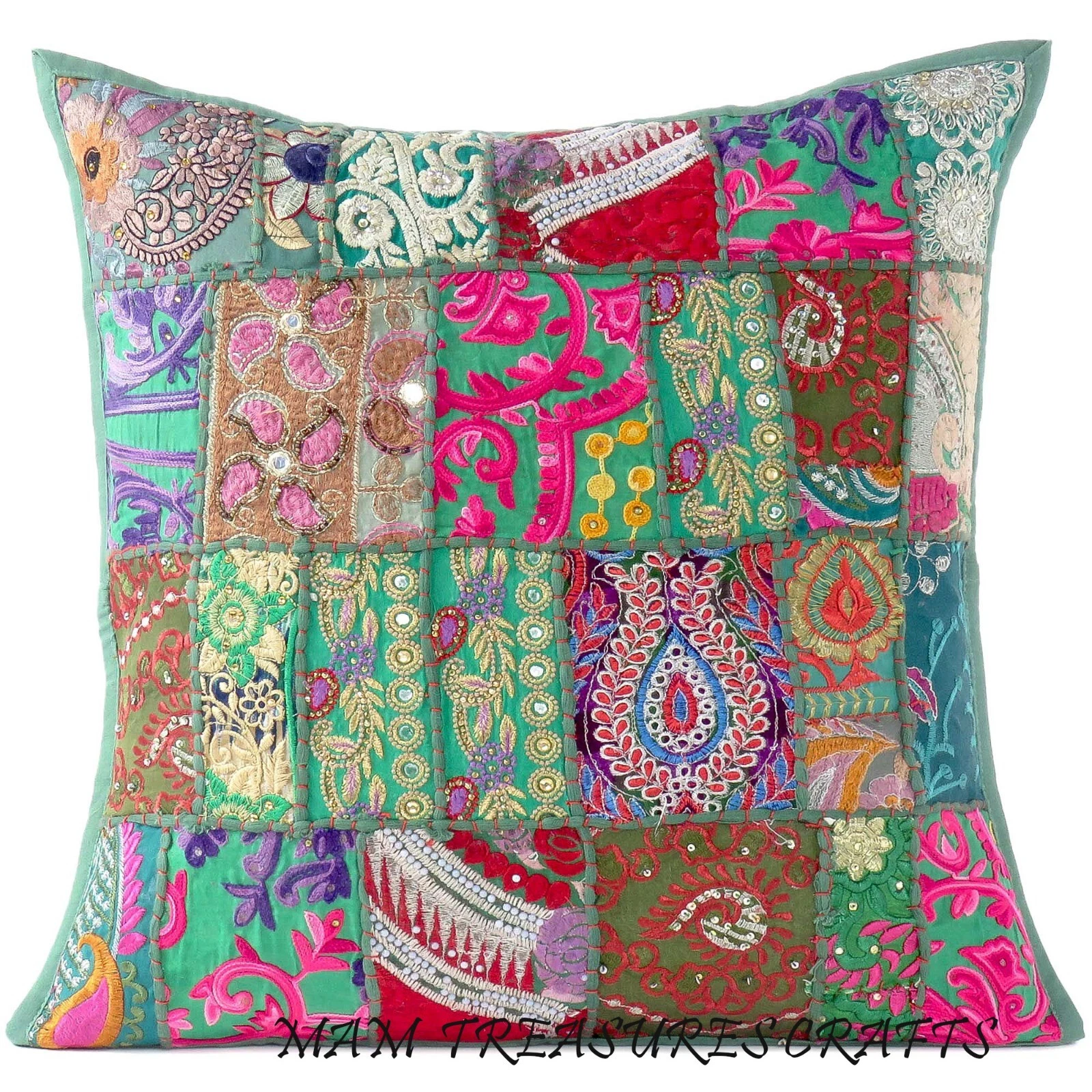 Green Decorative Patchwork Boho Throw Pillow Colorful Bohemian Cushion Cover Boh
Opens in a new wind