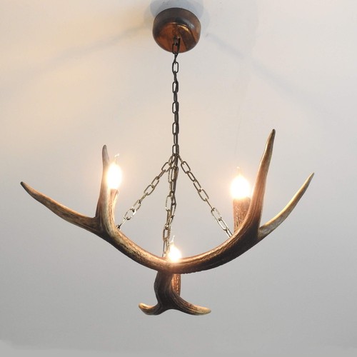 Small Antler Chandelier for 3 Arms with Chain - Picture 2 of 7