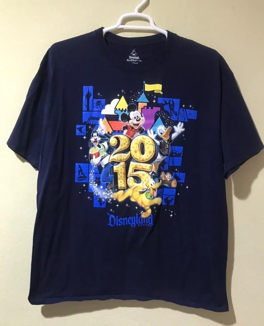Disneyland Resort Walt Disney World 2015 Mens TShirt Sz 2XL Navy Blue