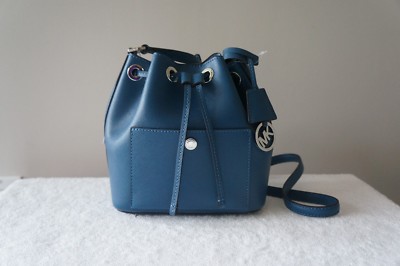 AUTH Michael Kors Purse Greenwich Saffiano Leather Small Bucket Crossbody Bag
