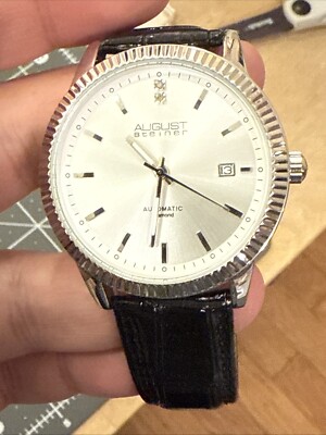 August Steiner Automatic Stainless Steel Back Diamond 3 ATM Men s Wrist Watch