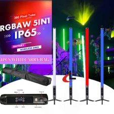 4PC RGBWA Waterproof LED Tube Stage Lights Battery Wireless DMX Par Tube Light