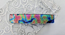 Fused Large Multicolor Handcrafted Dichroic Glass Genuine French Hair Barrette