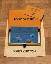 Louis Vuitton Monogram Blue Card Holder Wallet Leather Men