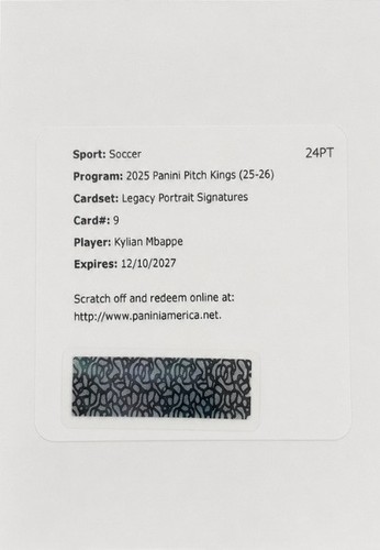 2025-26 Panini Pitch Kings Legacy Portrait Signatures Kylian Mbappe