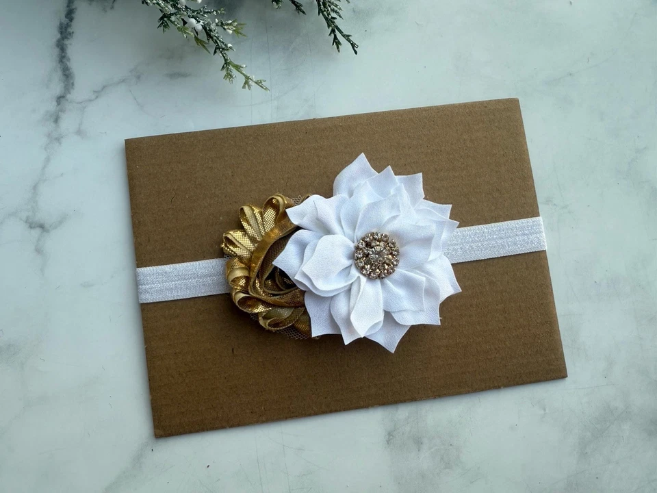 Gold Red / Black / Ivory /Navy Christmas Baby Headband - Image 3 of 4