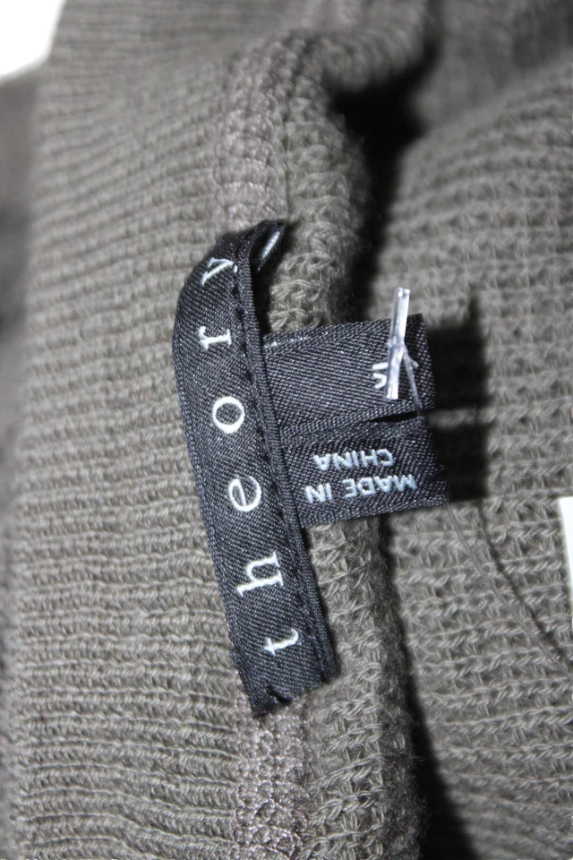 Suéter feminino Theory manga longa waffle malha gola redonda verde algodão tamanho XL - Imagem 4 de 4