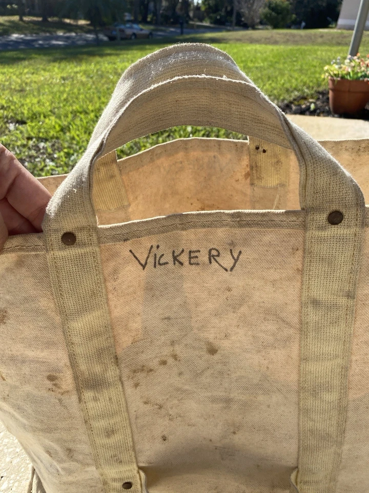 Vintage Heavy Duty Coal Bag Canvas Rivets Work LINEMAN Utility 1950s Stencil - Image 2 of 4