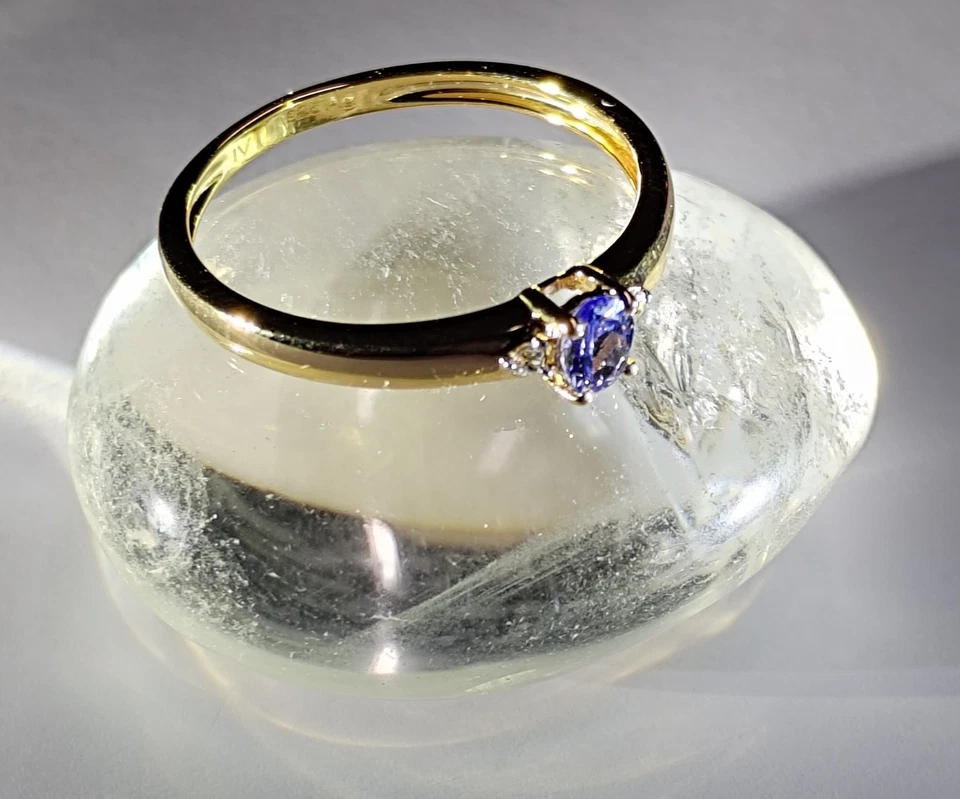 TANSANITRING Gr21(66)925/-SILBER VERGOLDET ovalerTansanit 5,0x4,0mm & Zirkone - Bild 3 von 4