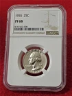 1955 PROOF WASHINGTON SILVER QUARTER   NGC PF 68    NO SPOTS     #T0566