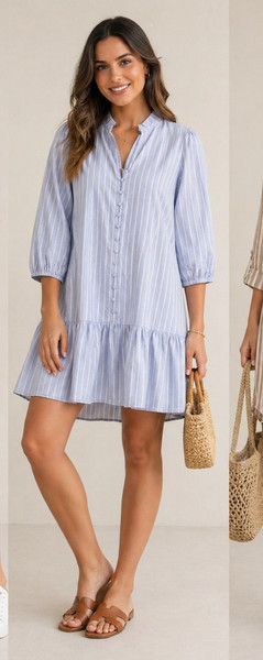 Y.A.S Size S (Pink Stain) Shirt Dress Button Front Puff Sleeve Mini Casual
