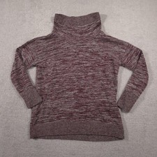 Talbots Sweater Womens Medium Petite Burgundy Gray Cowl Neck Marled Pullover
