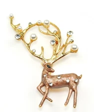 Christmas Deer Brooch gold Reindeer pin brooches gift presents for her friends