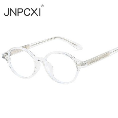 JNPCXI Vintage Oval TR90 Glasses Frame Women Fashion Clear Anti-Blu-Ray Lens Gre