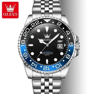 NEW OLEVS 41MM Quartz Luxury Men's Analog Watch Diver Waterproof Stainless Steel