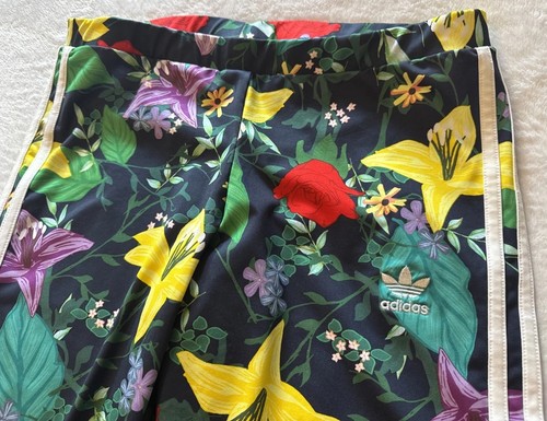 Adidas Climalite Floral Print Gym Leggings Size M (UK 14) Multicolour Flower - Picture 5 of 10