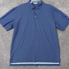 Peter Millar Polo Shirt Mens XL Summer Comfort Blue Geometric Palm Beach EUC