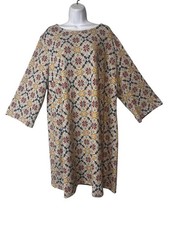Tacera Women Size 3X Shift Dress Floral 3/4 Sleeve Knee Length Soft Casual