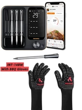 INKBIRD Wire-free Cooking Thermometer IN-14-BW Bluetooth Wifi + A Pair Gloves US