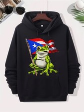 Men'S Puerto Rico Flag Coqui Frog Graphic Hoodie - Taino Boricua Cultural Pride