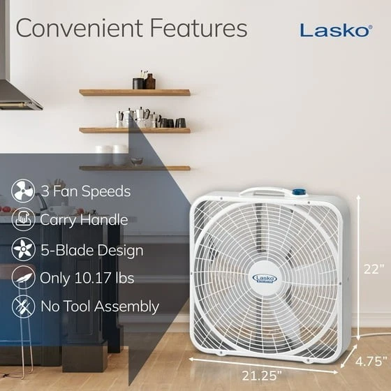 Lasko 20 pol. Ventilador de caixa de desempenho 3 velocidades branco proteção climática 3720 Lasko 3720 - Imagem 4 de 4