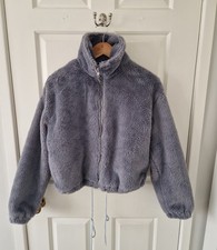 Missguided Grey Cropped Bomber Jacket Size 10