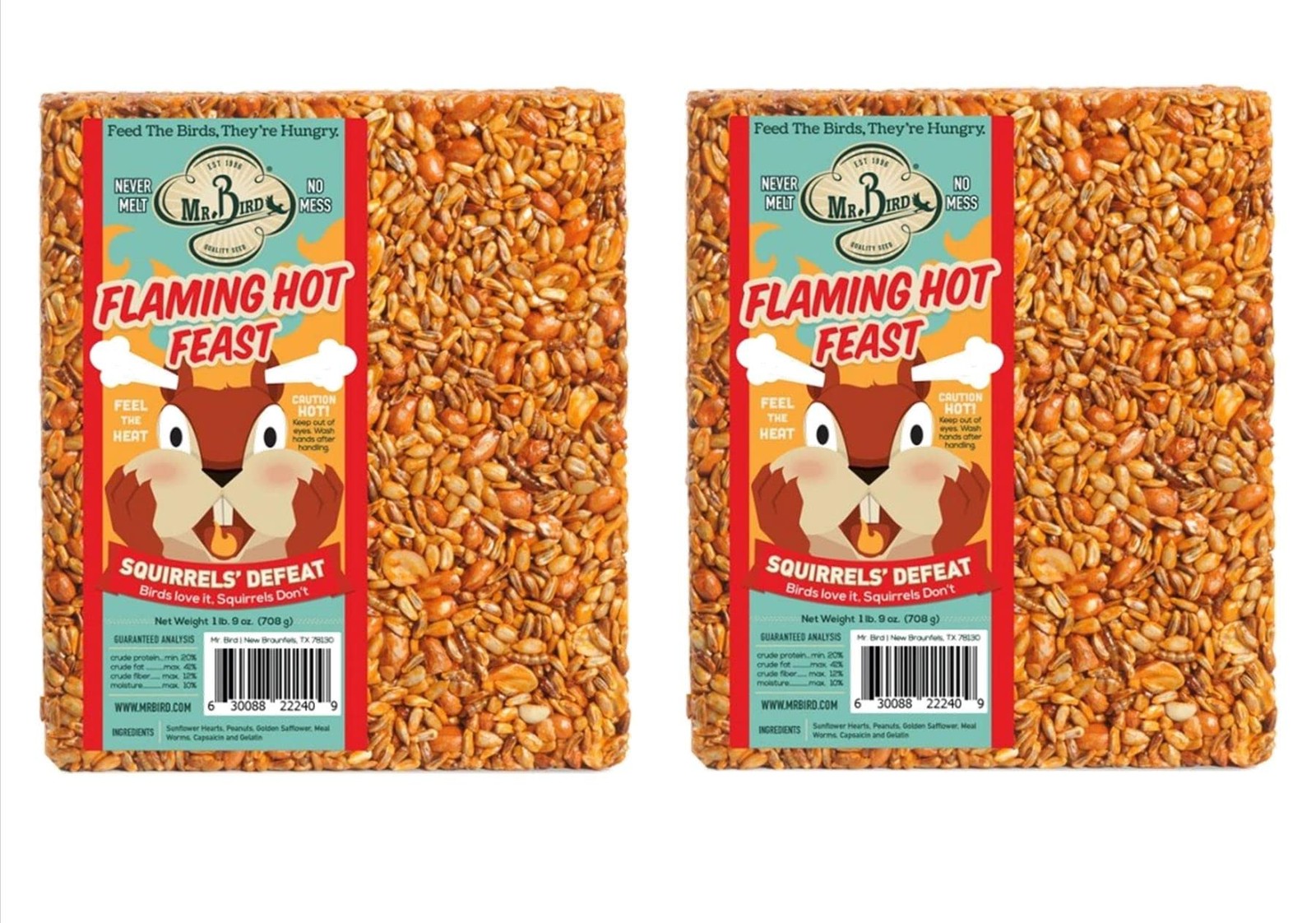 Orange Seed Cake 2 Pack 1.56 Pound for Birds Keeps Squirrels