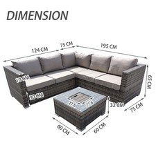 Rattan Sofa Garden Furniture 5-Seater Couch Set, L-Shaped Chair Settee