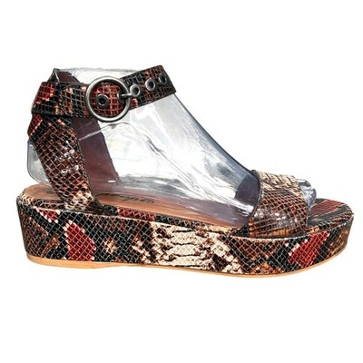 Free People Women s Paris Brown Snakeskin Platform Sandals Size 38 US 8