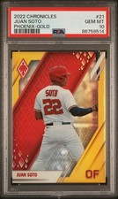 2022 PANINI CHRONICLES PHOENIX GOLD #21 JUAN SOTO 8/10 PSA 10