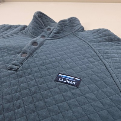 L.L. Bean Quilted 1/4 Snap Classic Navy Mock Neck Sweatshirt Men's Size Large