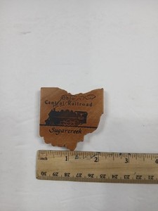 Ohio Central Railroad Sugarcreek Locomotive Wooden Kitchen Refrigerator Magnet