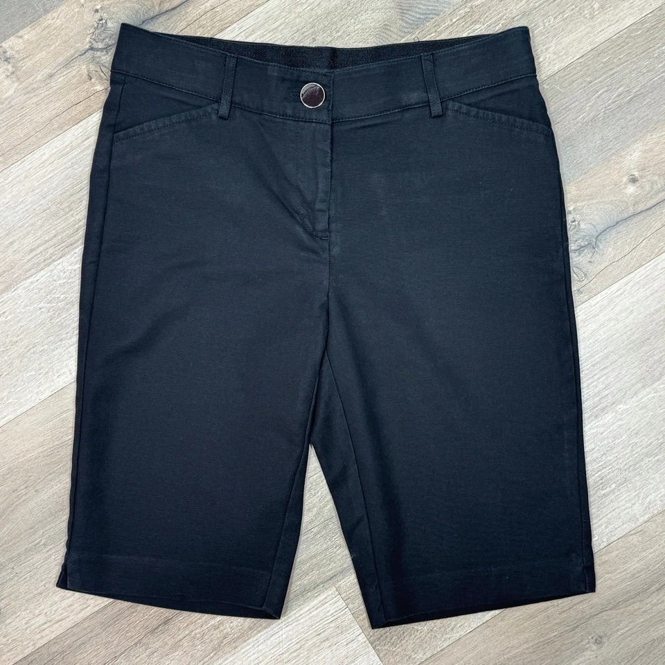Counterparts Petite Shorts Women 4P Black Flat Front Stretch Bermuda Walking - Image 3 of 4