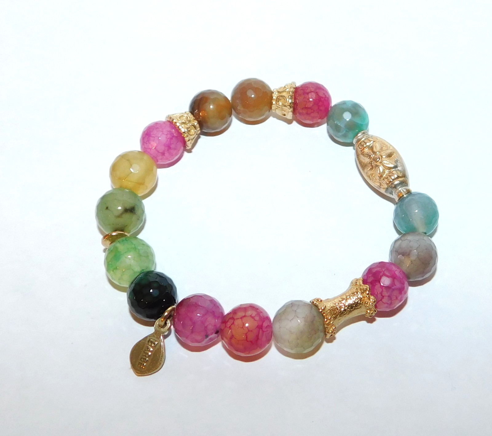 Barse Multi-Colored Beaded Gemstone  Bracelet Gol… - image 3