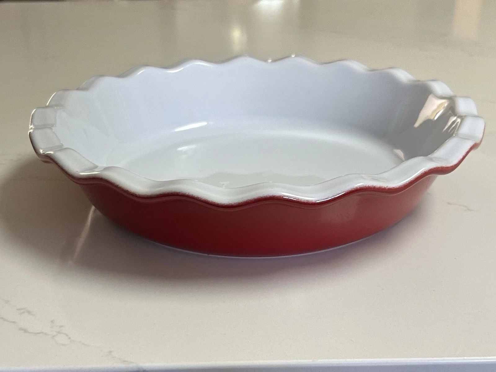 Emile Henry French Ceramic Artisan Deep Ruffled Pie Dish NEW