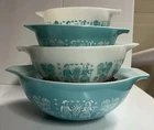 4 Pyrex AMISH BUTTERPRINT Cinderella Mixing Nesting Bowl Set 441• 442• 443• 444