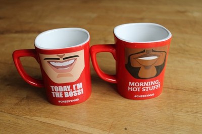 2 x Nescafe Becher 2er Set Tassen Cheeky Face - Top Zustand