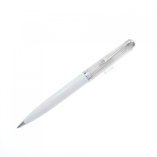 Pelikan Souveran K605 White Stripe Ballpoint Pen Silver Trim Germany Used